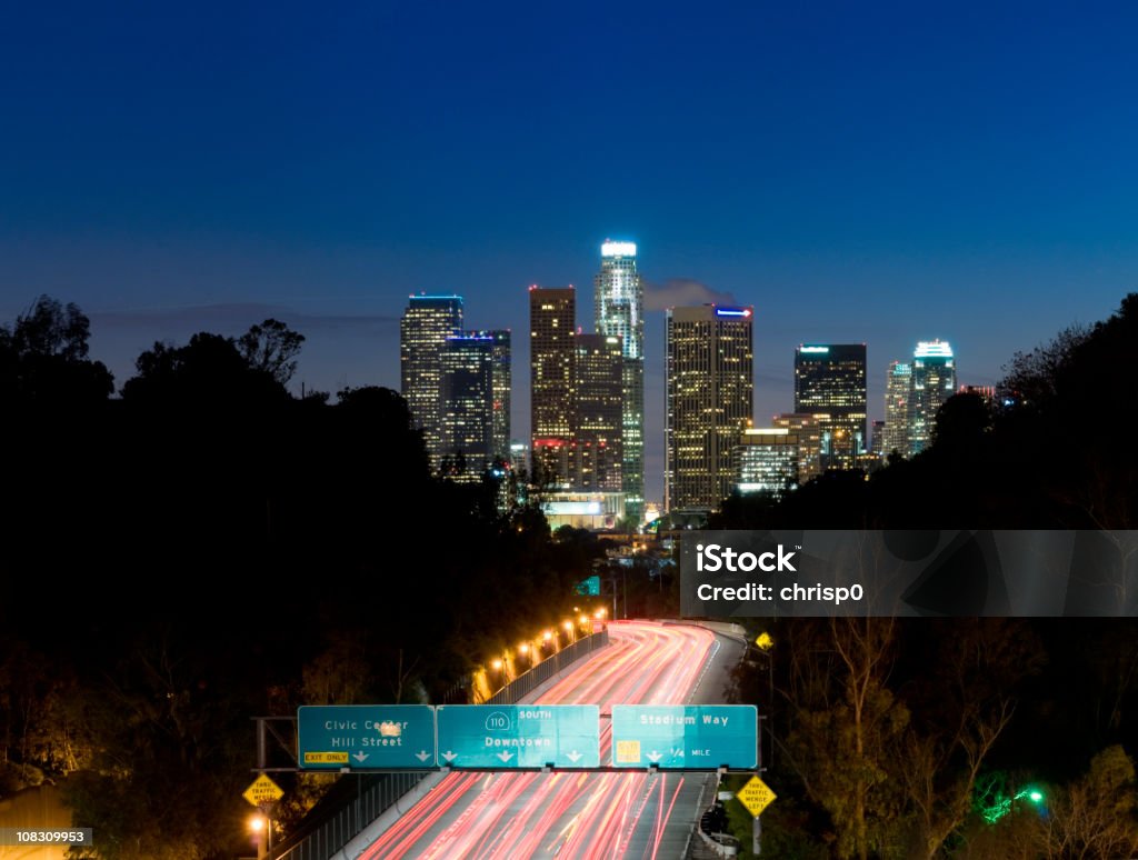 Los Angeles Skyline at Dusk (XXXL)  Aerial View Stock Photo