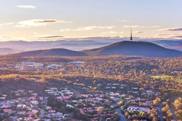 Aerial view of Canberra from Belconnen in the morning