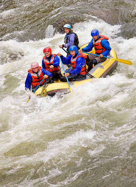 white water rafting en el río arkansas en colorado - rafting white water rafting colorado water fotografías e imágenes de stock