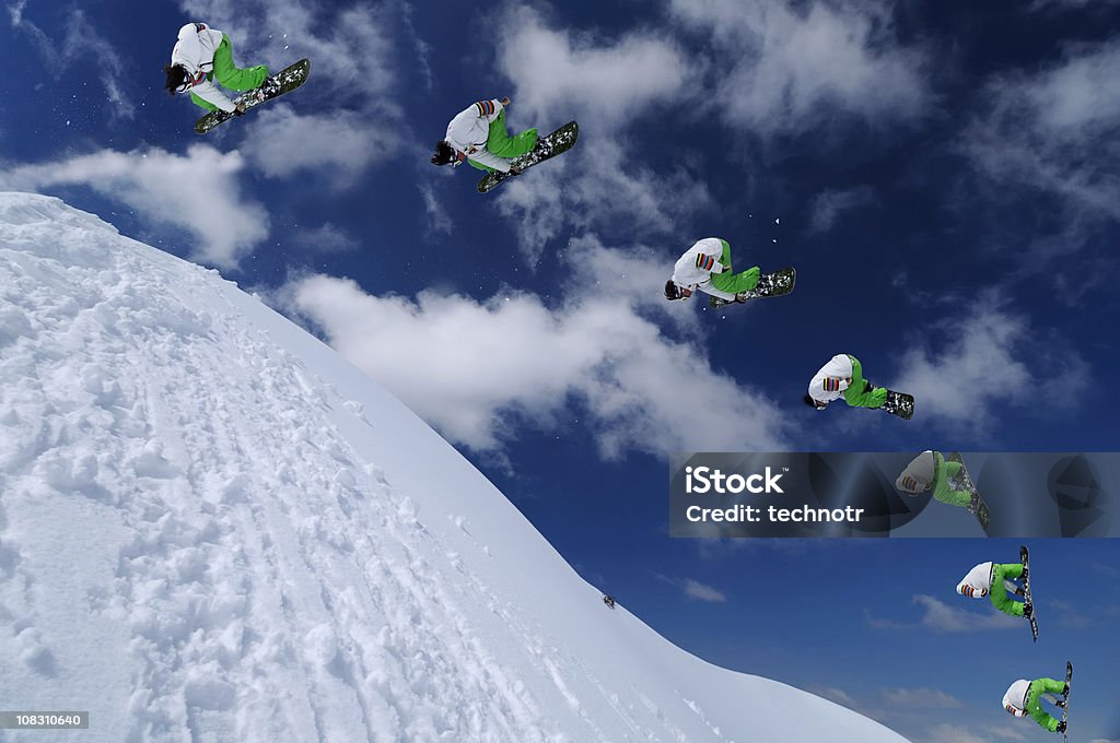 Mehrere Bilder von snowboarder in der Luft - Lizenzfrei Kontinuität Stock-Foto