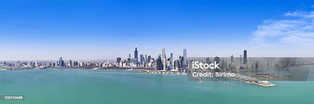 Chicago Skyline Panorama Luftbild - Lizenzfrei Chicago - Illinois Stock-Foto