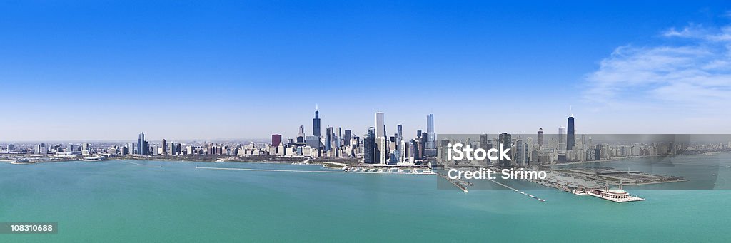 シカゴの街並み、上空からのパノラマビュー - シカゴ市のロイヤリティフリーストックフォト