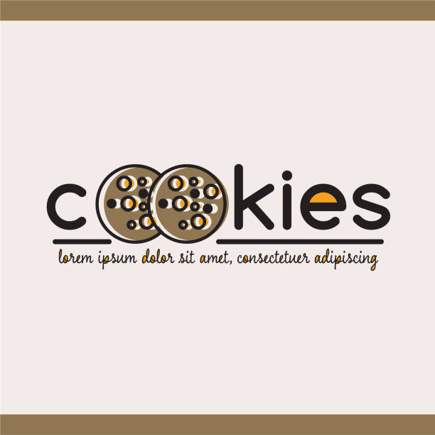 illustrazioni stock, clip art, cartoni animati e icone di tendenza di logotipo alimentare con testo "cookie" - quick cookies