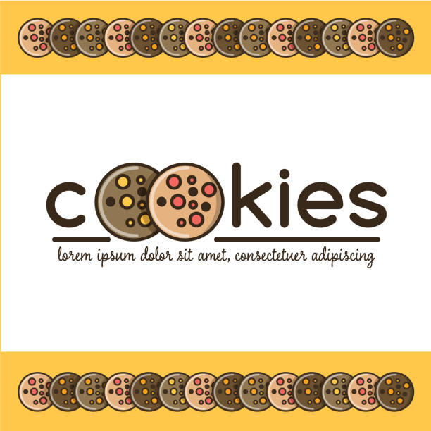 illustrazioni stock, clip art, cartoni animati e icone di tendenza di logotipo alimentare con testo "cookie" - quick cookies