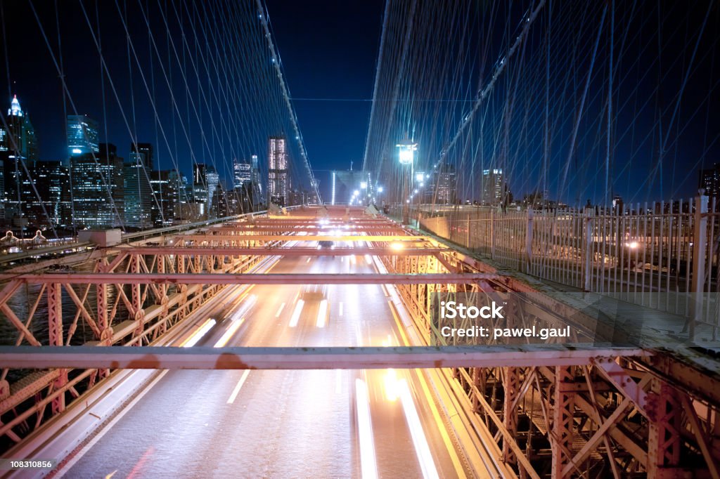 Ponte de Brooklyn, à noite, - Royalty-free Ao Ar Livre Foto de stock