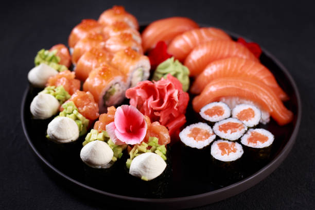 nigiri, gunkan and maki sushi set, food art