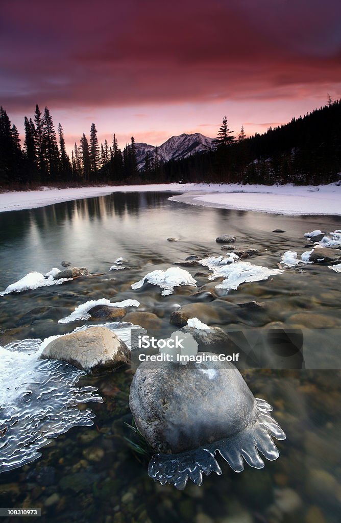 Beautiful Winter Scenic in Canadian Rockies  Alberta Stock Photo