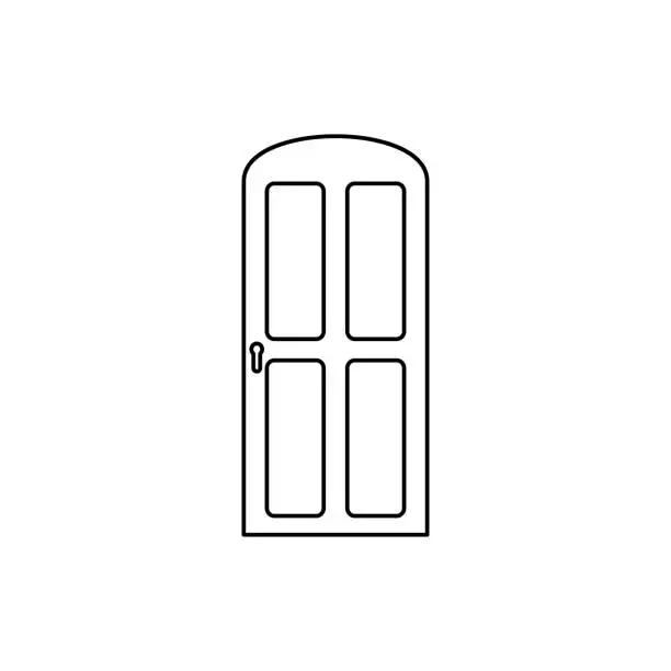 Vector illustration of door with glass icon. Element of Door for mobile concept and web apps icon. Thin line icon for website design and development, app development