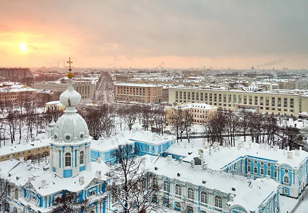 View of St. Petersburg at sunset.