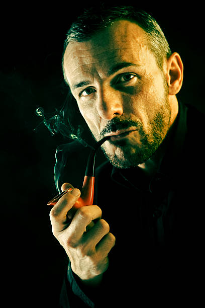 istock Sea dog smoking on a black background 108311570