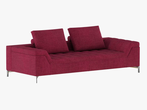 istock Burgundy sofa with pillows on a white background 1083117108
