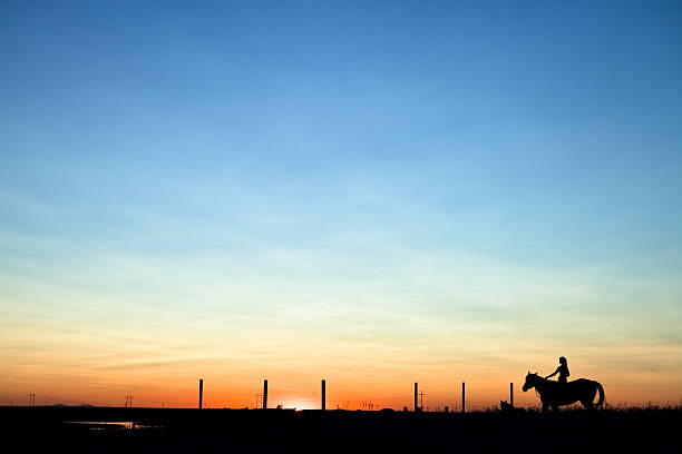 istock Horse & Woman Riding Into The Sunset 108311792