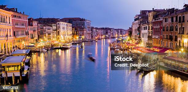 Illuminated Grand Canal At Night In Venice Italy Stock Photo - Download Image Now - Architecture, Blue, Canal