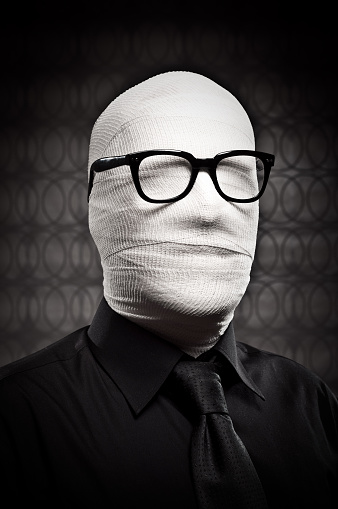 Portrait of The Invisible man with retro glasses on