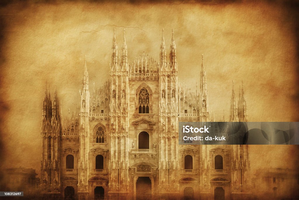 Vintage foto do Duomo, em Milão - Foto de stock de Catedral royalty-free