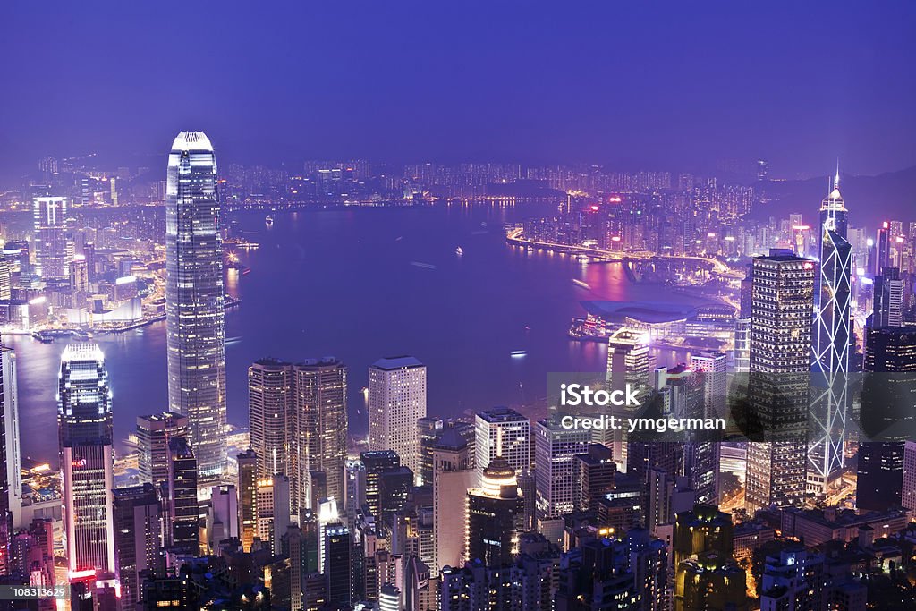 Гонконг ночью (XXXL - Стоковые фото Азия роялти-фри