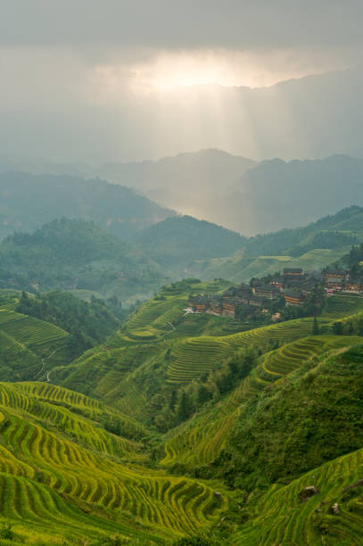 istock misty morning over Longji Village 108313919