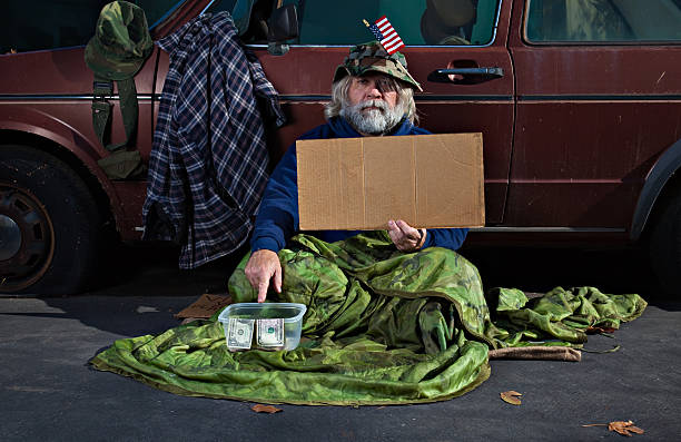 istock War Veteran With Blank Sign 108314733