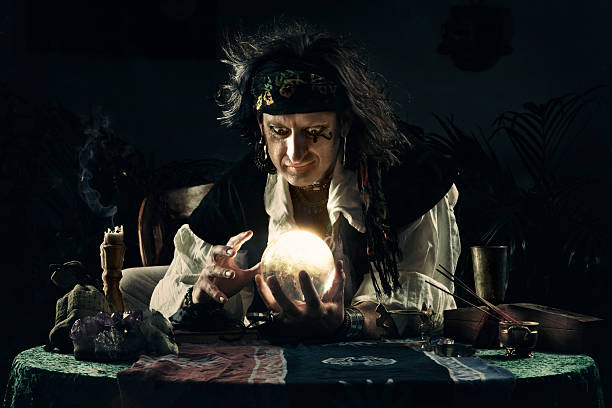 Mystical Gypsy and Crystal Ball stock photo