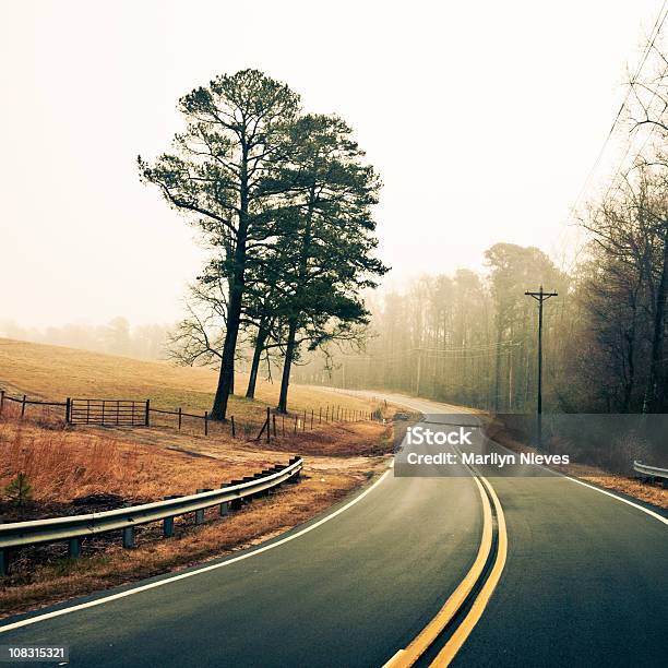 Inverno De Manhã Com Nevoeiroweather Forecast - Fotografias de stock e mais imagens de Cena Rural - Cena Rural, EUA, Geórgia - Sul dos Estados Unidos