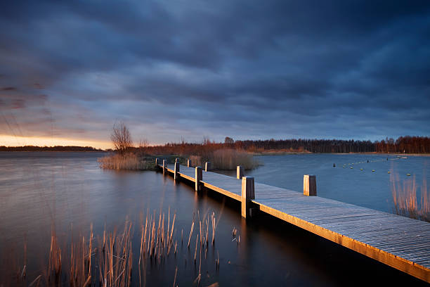 istock Boardwalk over a lake under stormy skies in The Netherlands 108315334