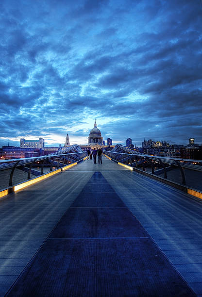 St Paul's Cathedral from the Millennium Bridge stock photo
