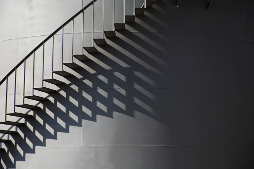 Black and White photo of a stairway and shadow