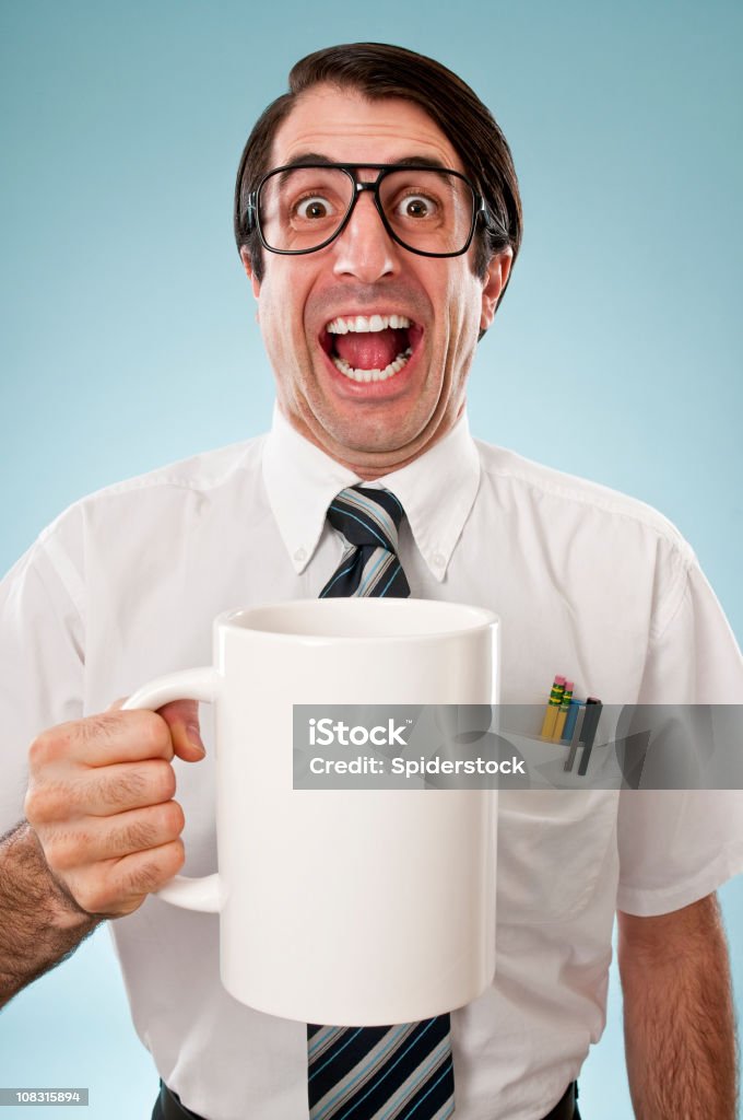 Przemądrzały Pracownik biurowy, pijąc kawę - Zbiór zdjęć royalty-free (Karykatura)