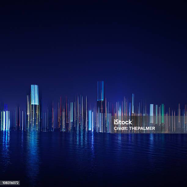 Miami At Night Abstract Stock Photo - Download Image Now - Miami, Abstract, Urban Skyline