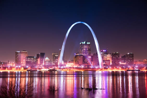 istock Skyline of Saint Louis with Gateway Arch by night 108316090