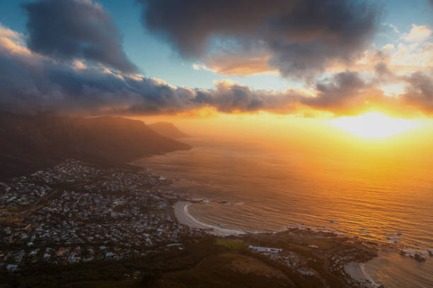 istock Lion's head top view at sunset with beatiful clouds in the sky 1083161224