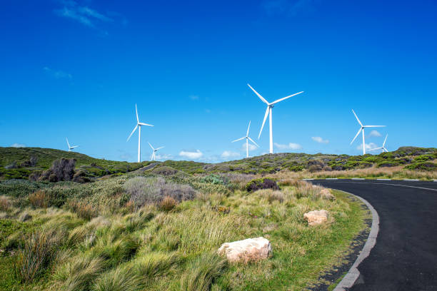 Wind Farm by the Coast stock photo