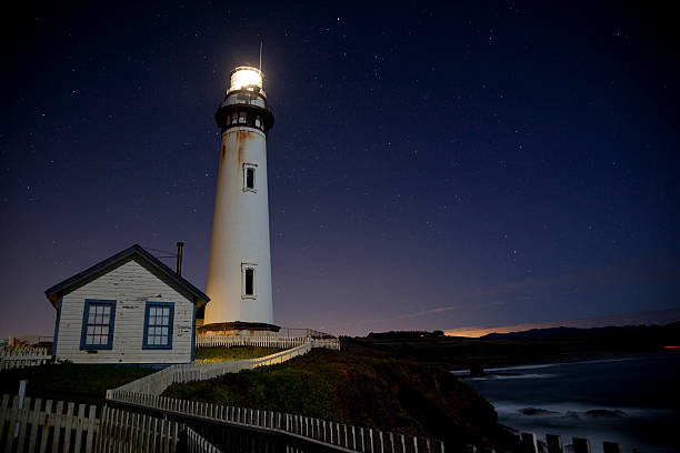 Pigeon Point Lighthouse in dawn stock photo