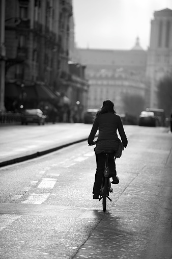 French Woman Riding Bicycle Paris France