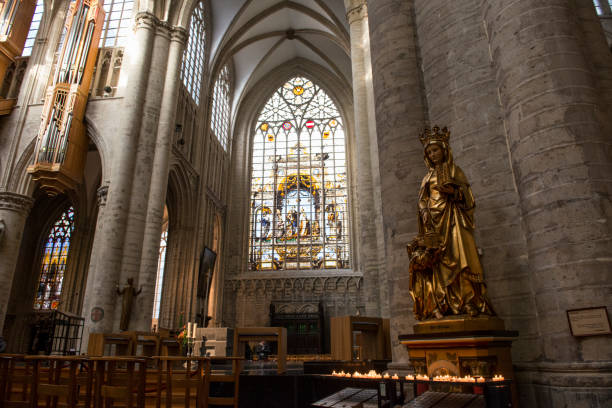 istock Interior of Brussels Cathedral in Belgium 1083212304