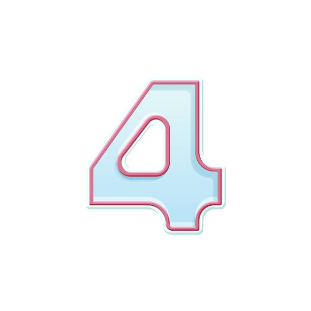 istock Candle number four. 4 symbol. Cartoon realistic vector candle number for Birthday cakes 1083222414