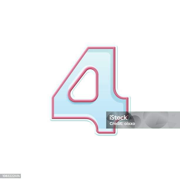 Candle Number Four 4 Symbol Cartoon Realistic Vector Candle Number For Birthday Cakes Stock Illustration - Download Image Now