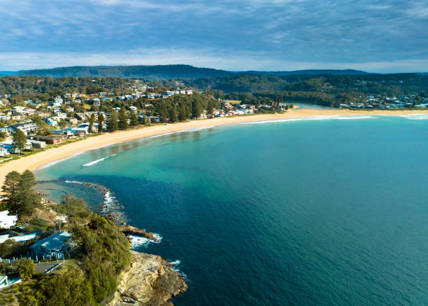 Avoca Beach scenic views Aerial views of the waters at Avoca Beach, Australia avoca beach photos stock pictures, royalty-free photos & images
