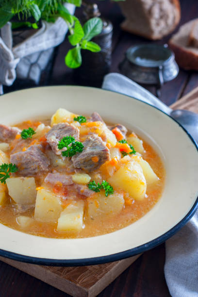 istock Roast potatoes and turkey meat, selective focus 1083227666