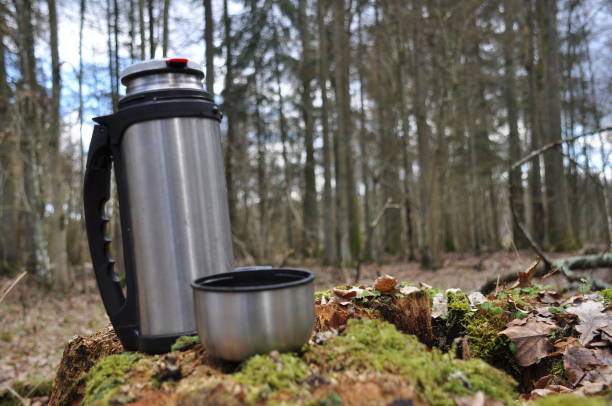 istock Hot tea in thermos for a walk in the woods while resting 1083237374