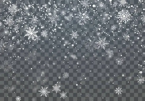 Vector illustration of Christmas background with falling snowflakes. Winter holiday background. Vector illustration