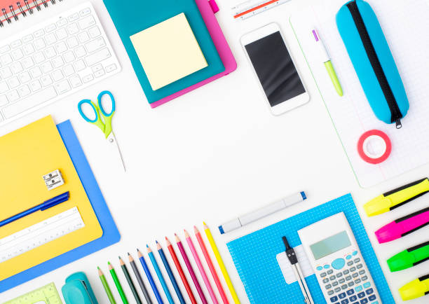 istock School supplies background on white 1083239450