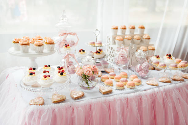 istock Kids birthday party decoration and cake. Decorated table 1083239556