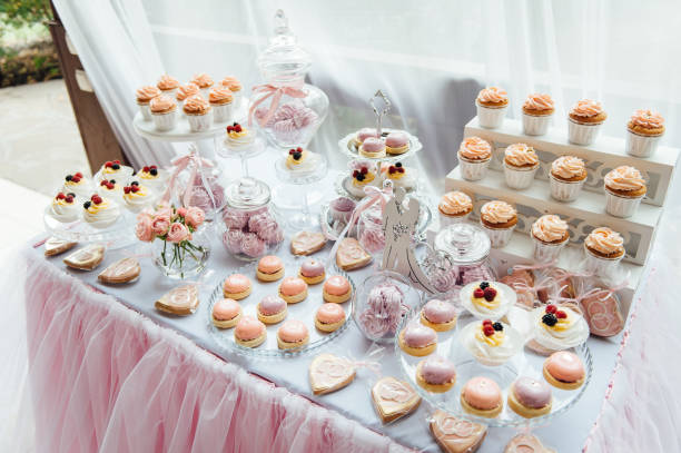 istock Kids birthday party decoration and cake. Decorated table 1083239584
