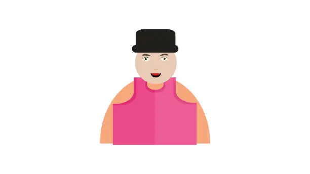 Vector illustration of Man wearing hat icon, gentleman