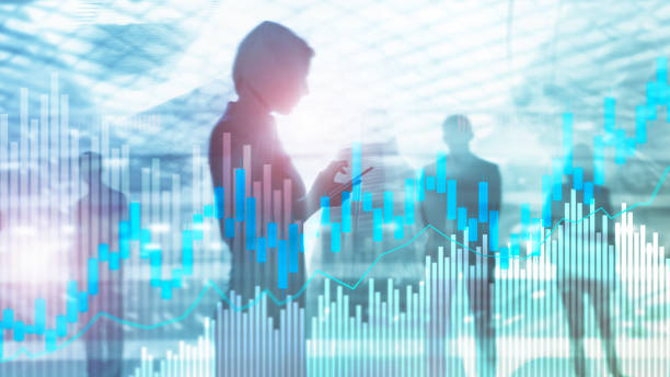 istock Stock trading candlestick chart and diagrams on blurred office center background. 1083250580