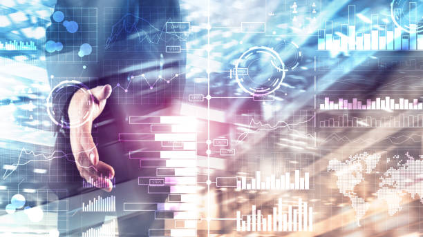 istock Business intelligence. Diagram, Graph, Stock Trading, Investment dashboard, transparent blurred background. 1083250816