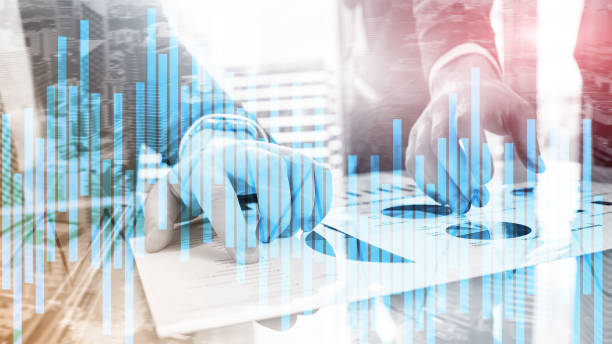 istock Trading and investment concept with candle chart, financial graph on blurred background abstract background. 1083252734