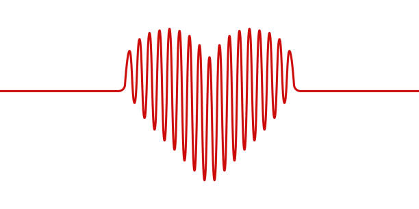 heart shape wavy line, vector heartbeat hand drawn, concept health and healthy lifestyle heart shape wavy line, vector heartbeat hand drawn, concept of health and healthy lifestyle heartbeat line stock illustrations