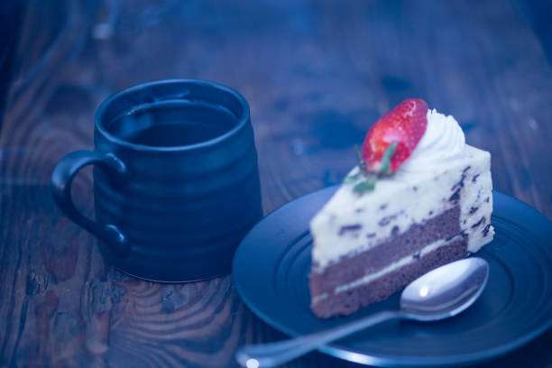 coffee cake and cup on white background